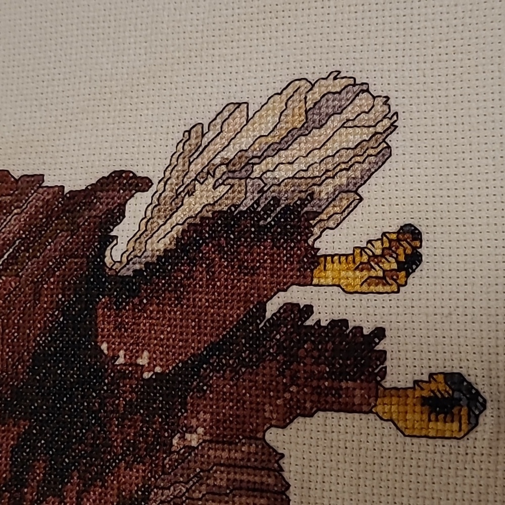 Vintage Flying Eagle Finished Cross Stitch Sampler - Picture 5 of 15